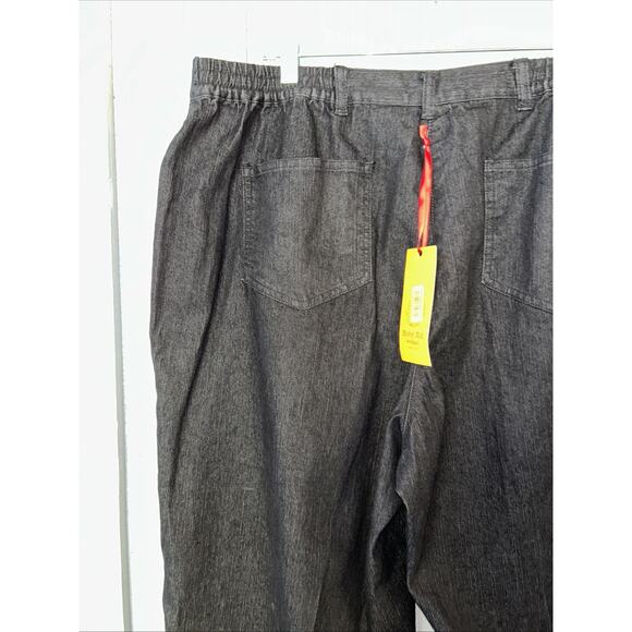 NWT Ruby Rd Woman 18W Black Jeans Wide Leg Pull On Stretch Denim Elastic Relaxed - Picture 8 of 11